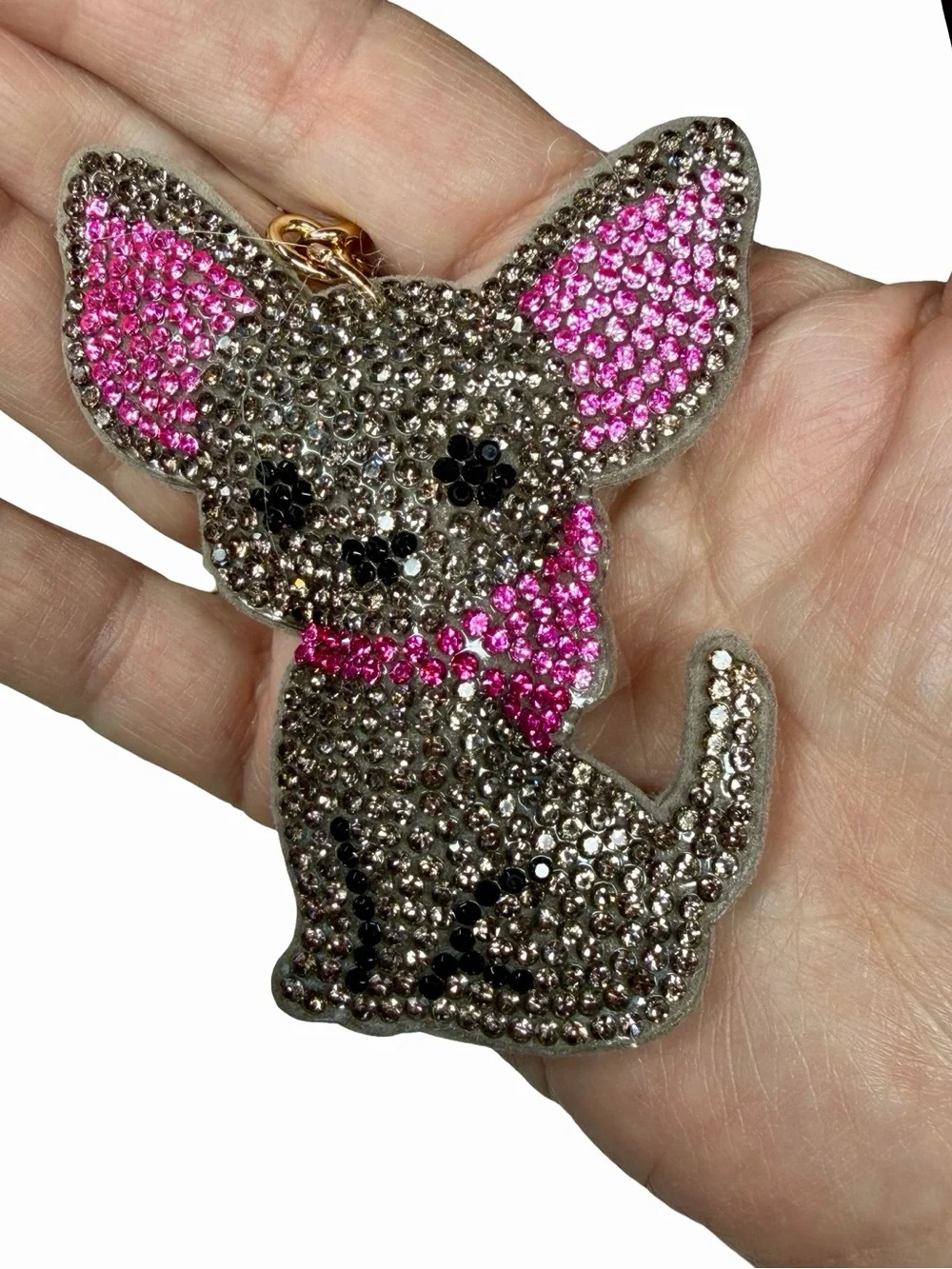 Crystal Chihuahua Keychain with Pink Accents NWOT